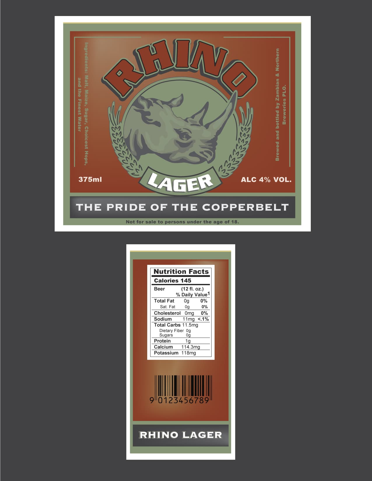 composite Fictitious Rhino Beer label